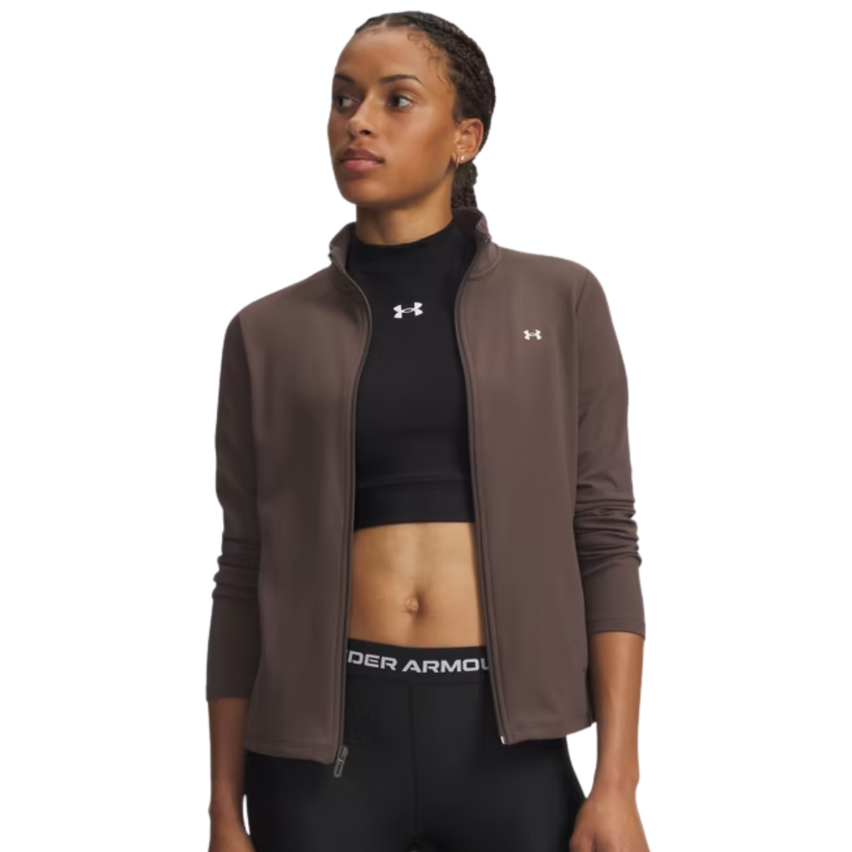 Under Armour Motion Full Zip Women's Top: Peppercorn/White