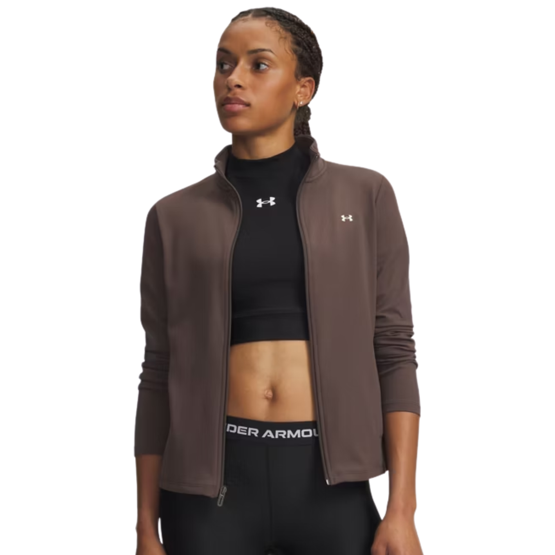 Under Armour Motion Full Zip Women's Top: Peppercorn/White