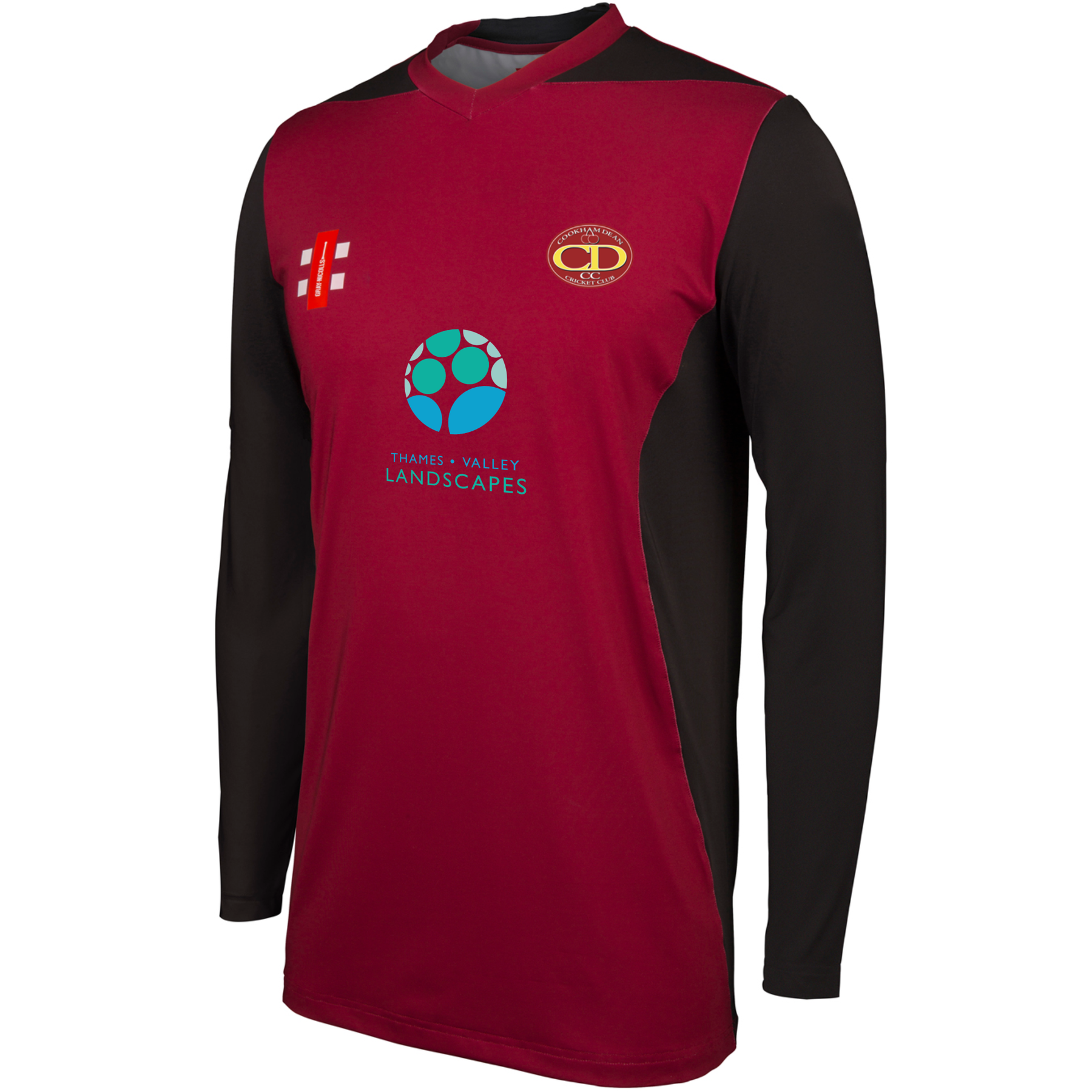 Cookham Dean CC Mens T20 Long Sleeve Shirt: Maroon/Black