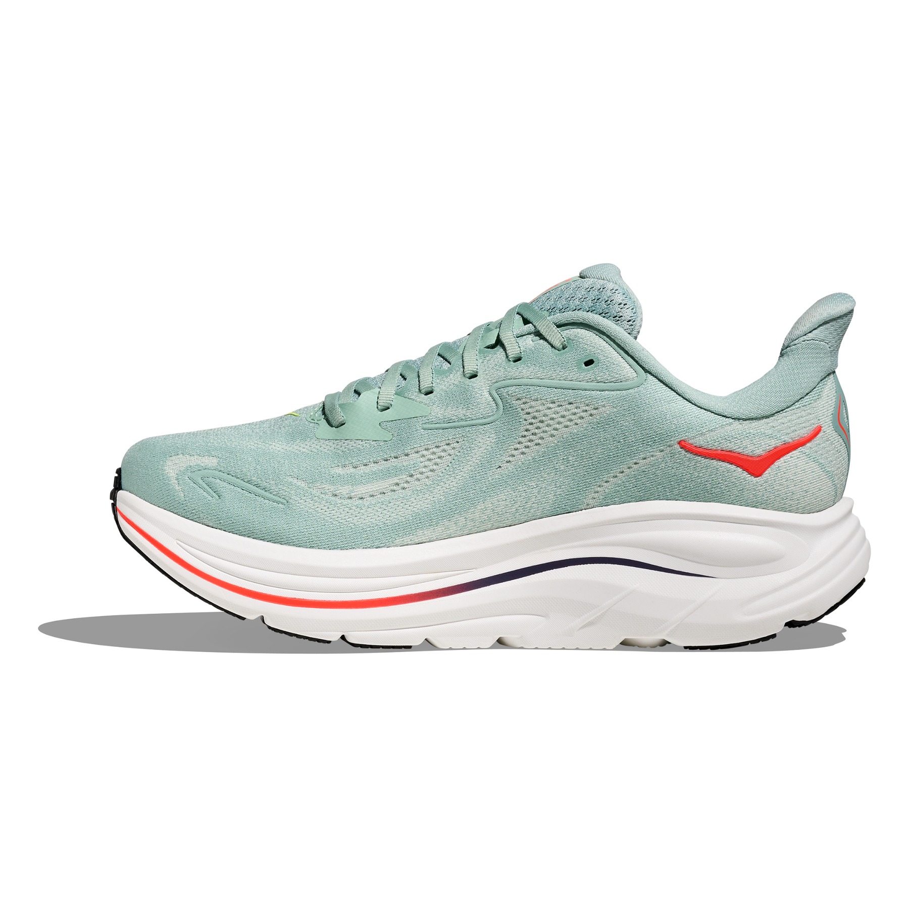 Hoka Clifton 10 Men's Running Shoes: Sage/Neon Flame