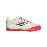 Adidas F50 Club TF Junior Astro Football Boots: White/Black/Yellow