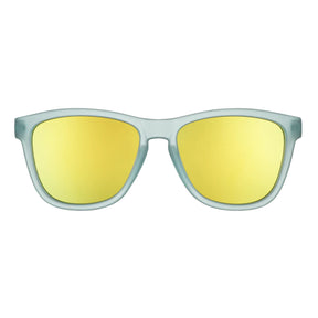 Goodr Sun Wizard Sunglasses Yellow Reflective Polarised Lenses: Blue Frame