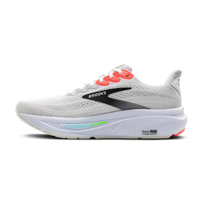 Brooks Ghost 17 Men's Running Shoes: White/Pink Clay/Gecko