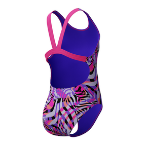 Speedo Girls Digital Allover Leaderback Swimsuit: Pink