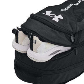 Under Armour Hustle 6.0 Backpack: Black/White