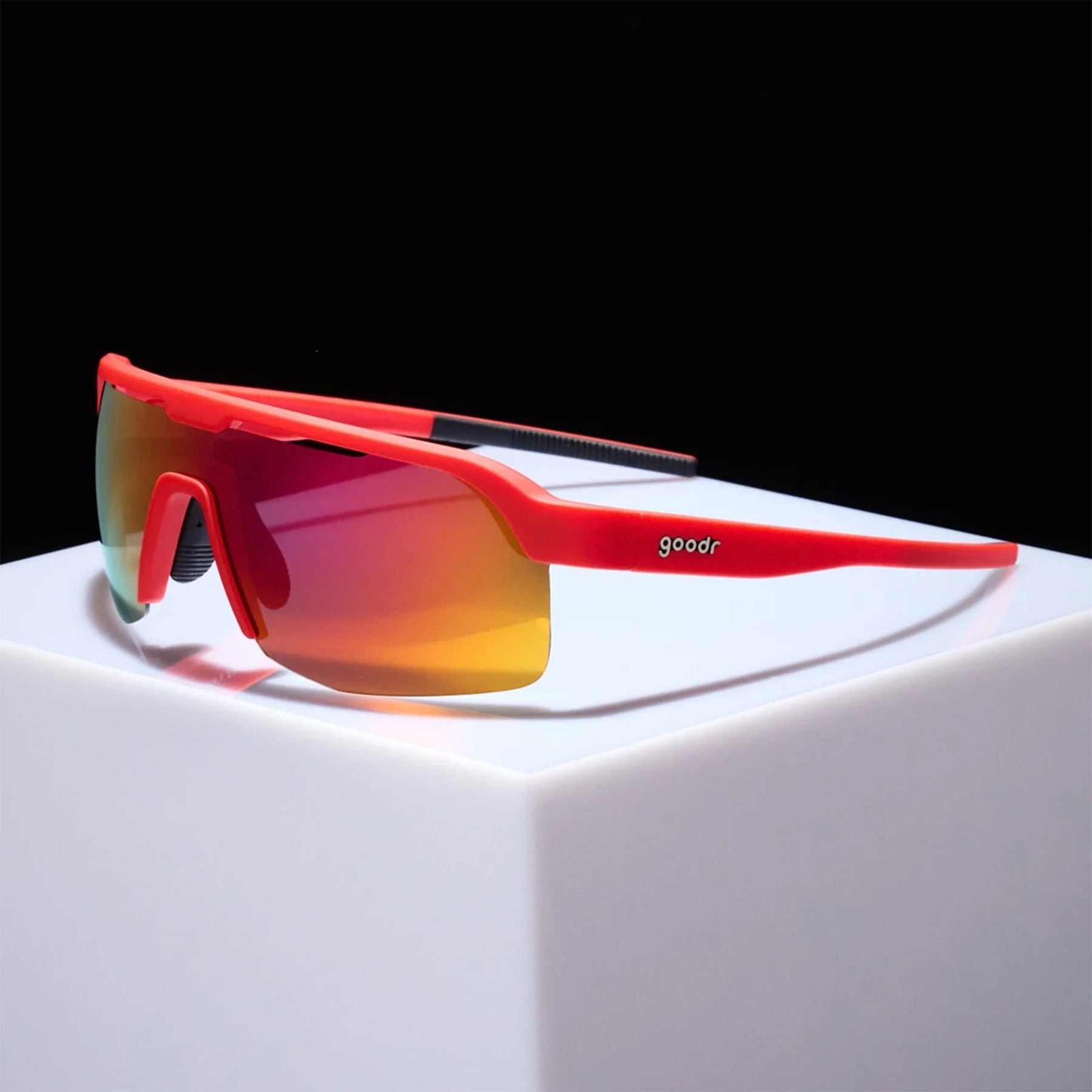 Goodr Dante's Inferno Sunglasses Rose Reflective Polarised Lenses: Red Frame