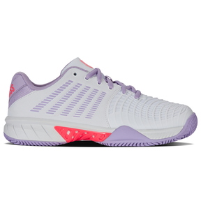 K Swiss Express Light 3 Clay Womens Tennis Shoes: White/Orchid Petal/Neon Blaze