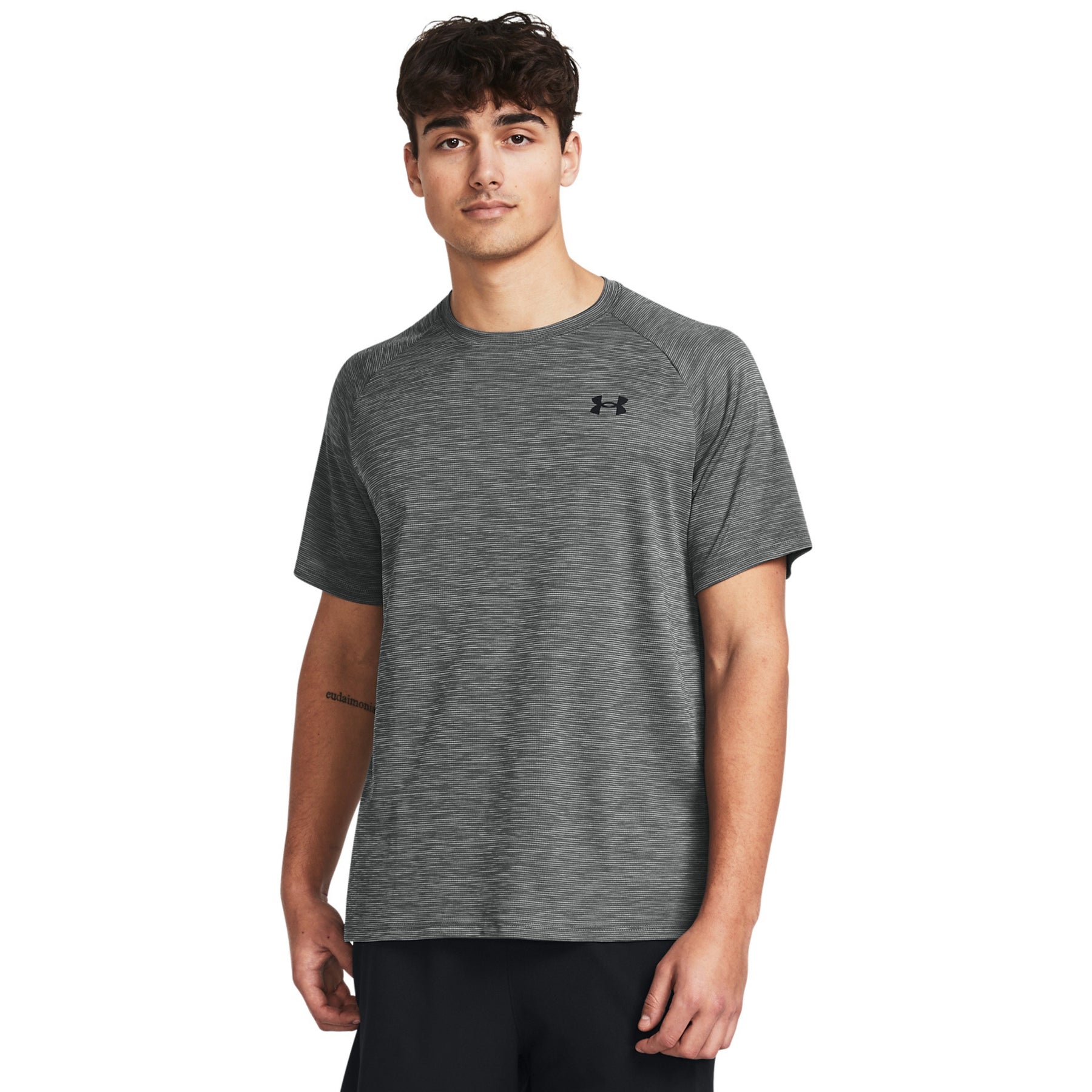 Under Armour Men's Tech Textured Short Sleeve Tee: Castlerock/Black