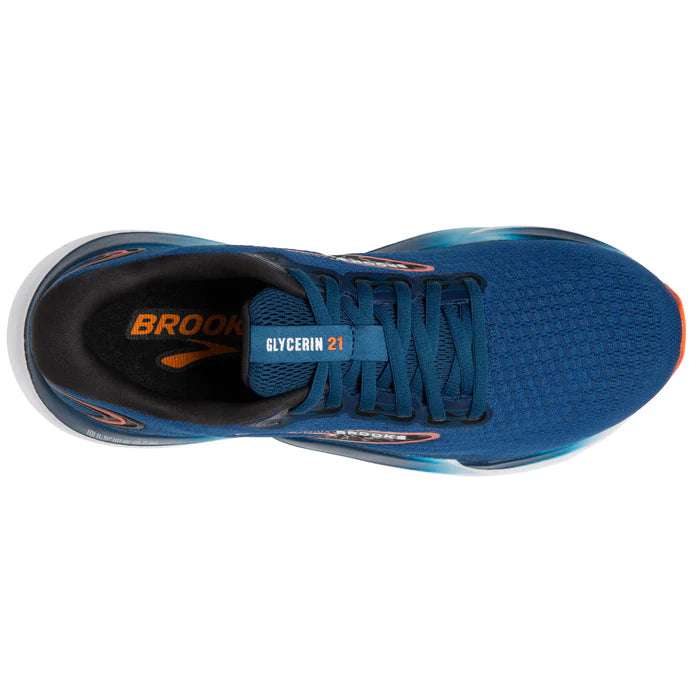 Brooks Glycerin 21 Men's Running Shoes: Blue Opal/Black/Nasturtium