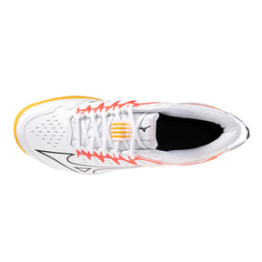 Mizuno Wave Lynx 2 Astro Hockey Shoes: White/Fiery Coral/Citrus