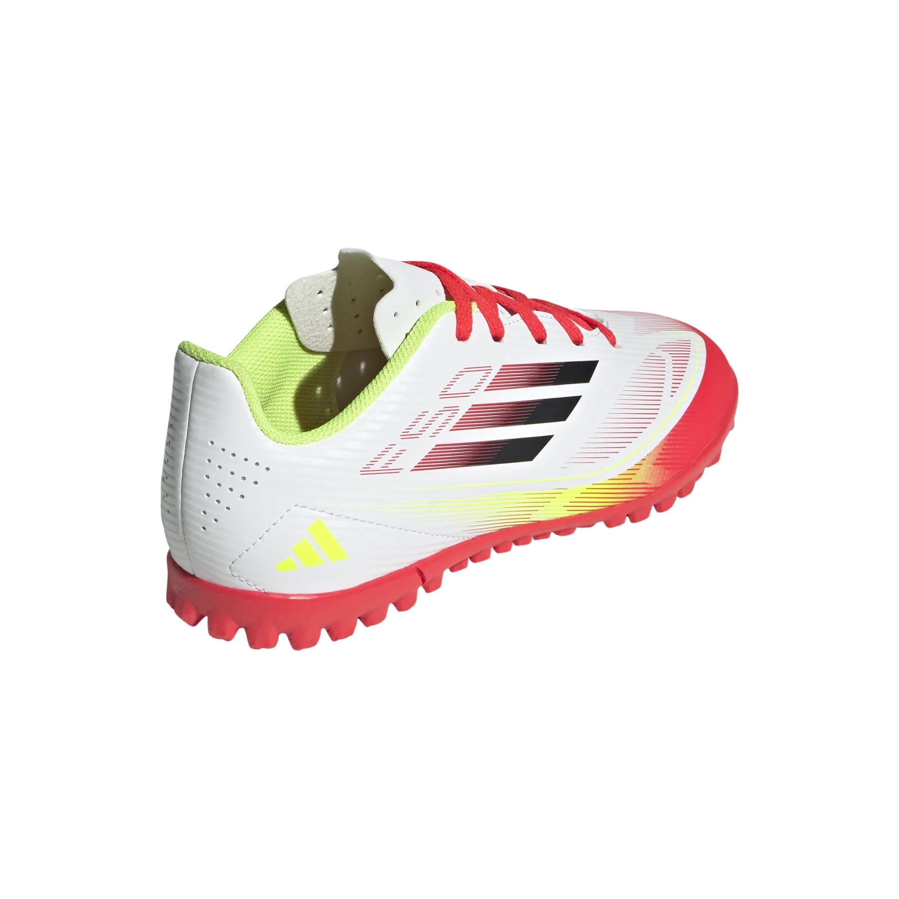 Adidas F50 Club TF Junior Astro Football Boots: White/Black/Yellow