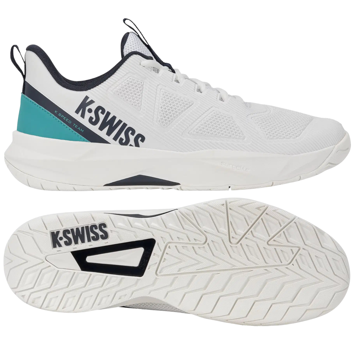 K Swiss K Speed Team Men's Tennis Shoes: White Baltic Carbon