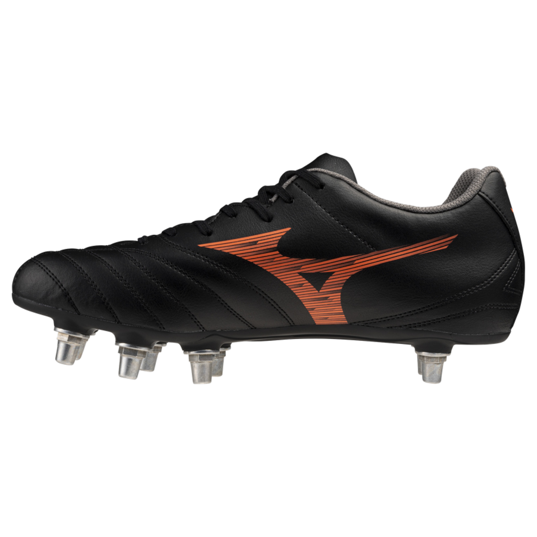 Mizuno Monarcida Neo III Rugby Boots: Black/Lava Orange
