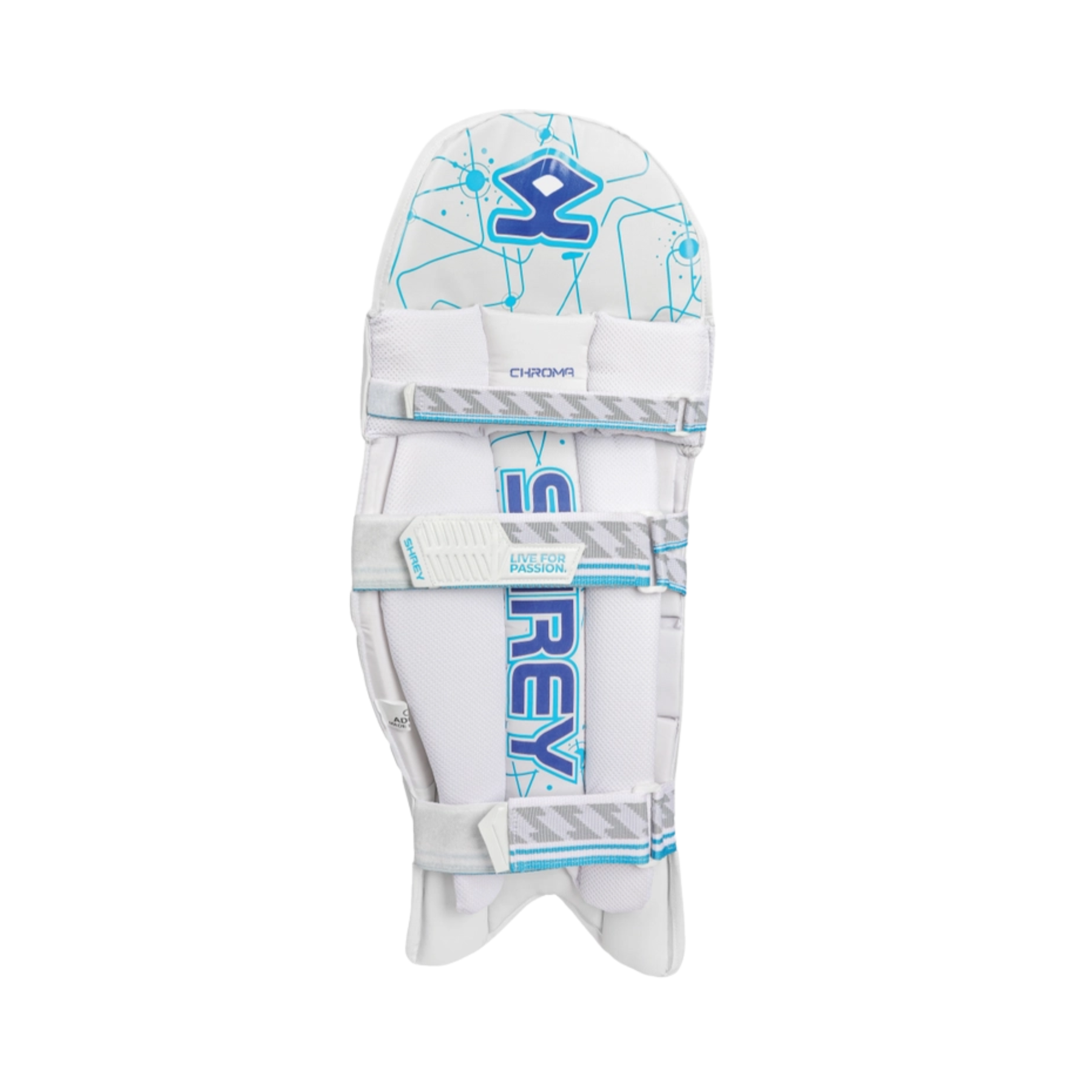 Shrey Chroma Cricket Legguard: Royal Blue/White