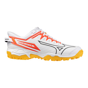 Mizuno Wave Lynx 2 Astro Hockey Shoes: White/Fiery Coral/Citrus