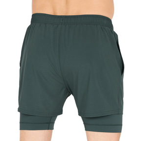 Virtus Zayne Mens 2 in 1 Running Shorts: Dusty Forest