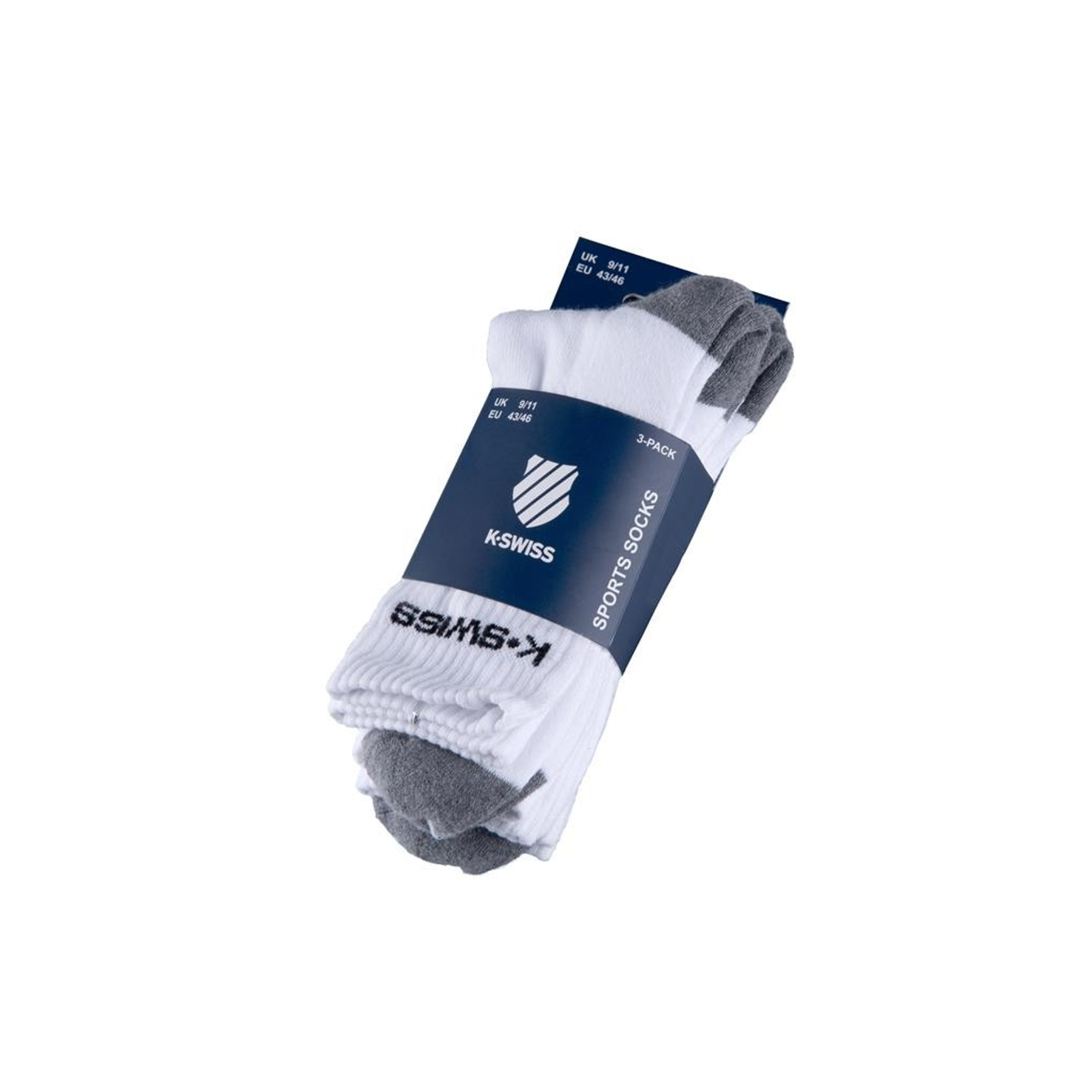 K Swiss Mens Crew Socks 3 Pack: White