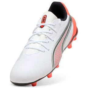 Puma King Match FG/AG Football Boots: Puma White/Silver/Glowing Red