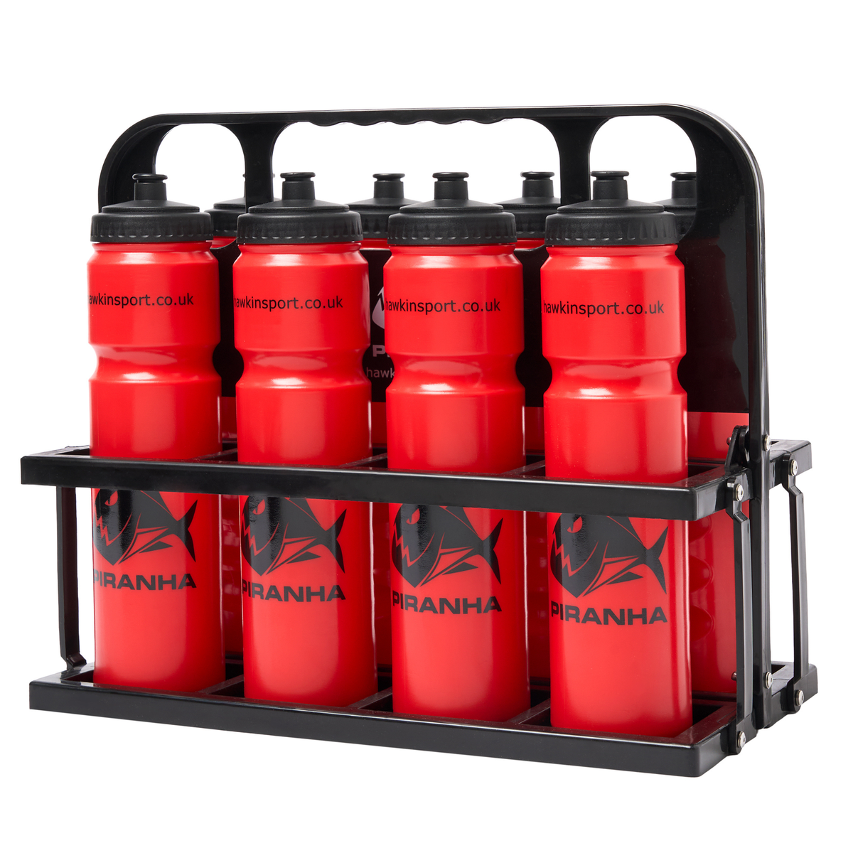 Piranha 1 Litre Pull Top Drinks Bottle Set of 8 with Carrier