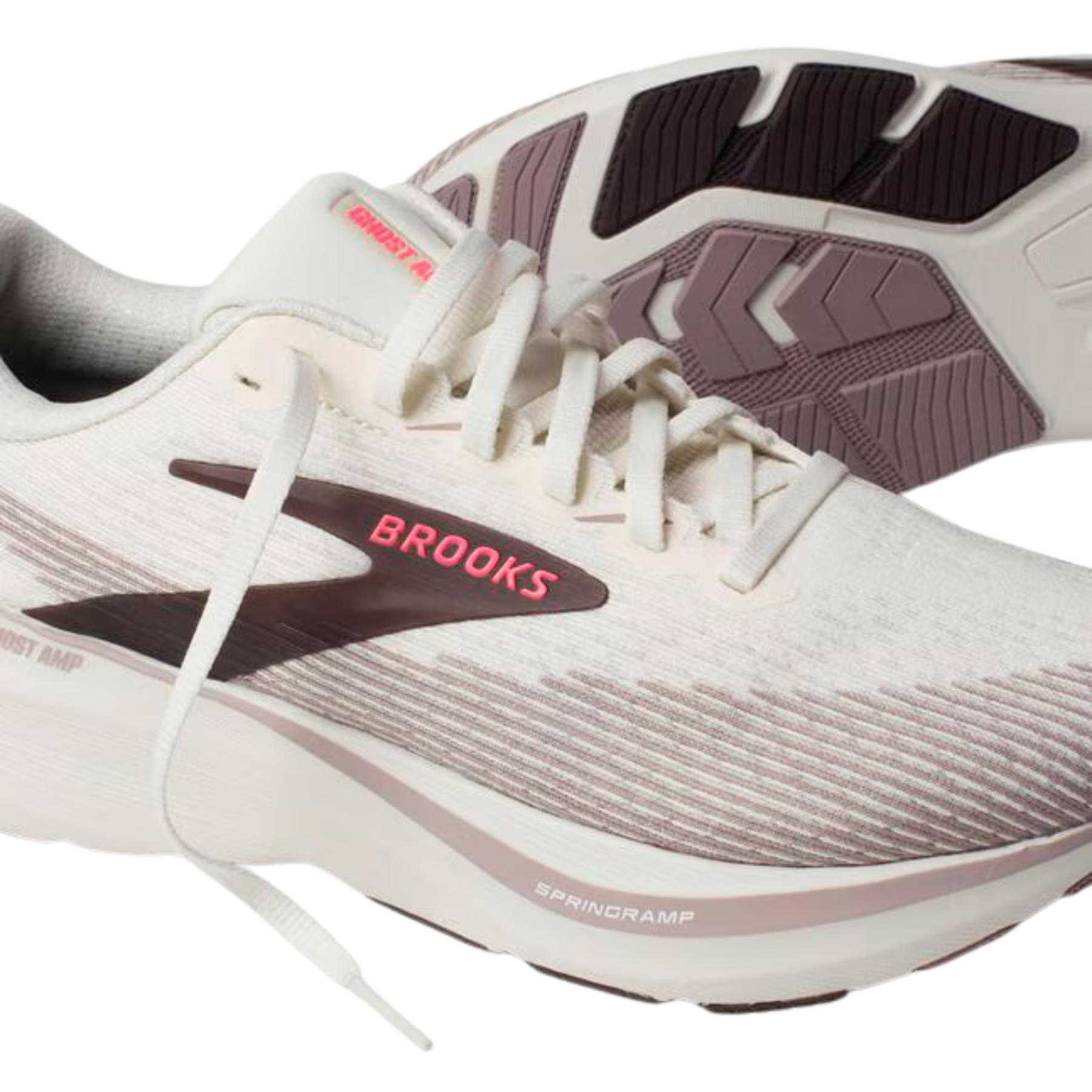 Brooks Ghost Amp Womens Running Shoes: Arctic Wolf/Dove/Pink