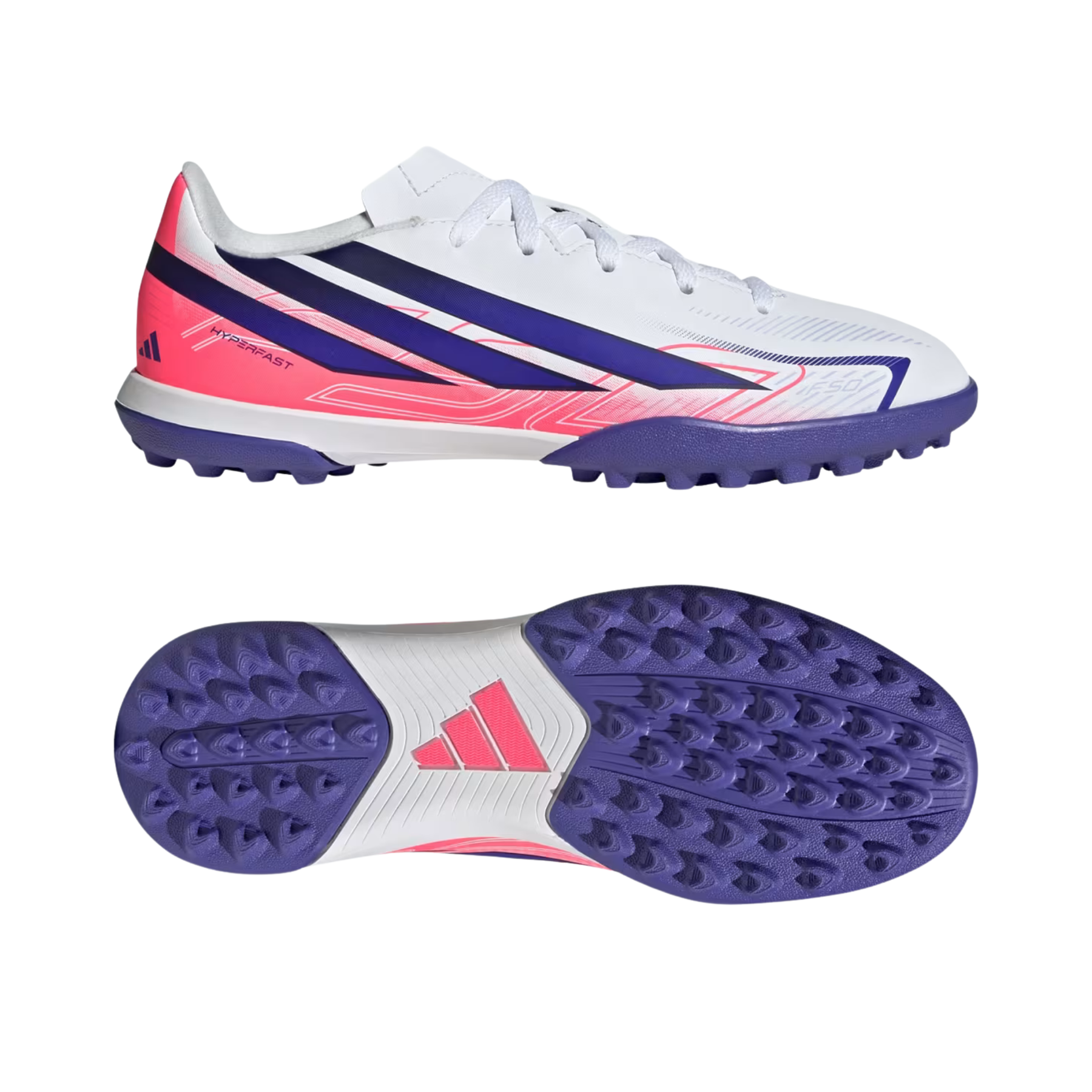 Adidas F50 Hyperfast Club TF Junior  Football Boots: White