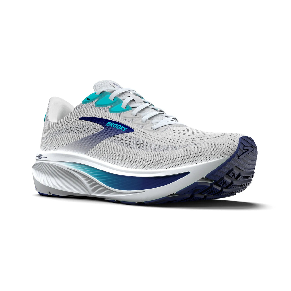 Brooks Ghost 17 Mens Running Shoes: White/Beacon Blue/Ipanema