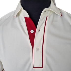 Salamander Polyester Cricket Shirt: Maroon Trim