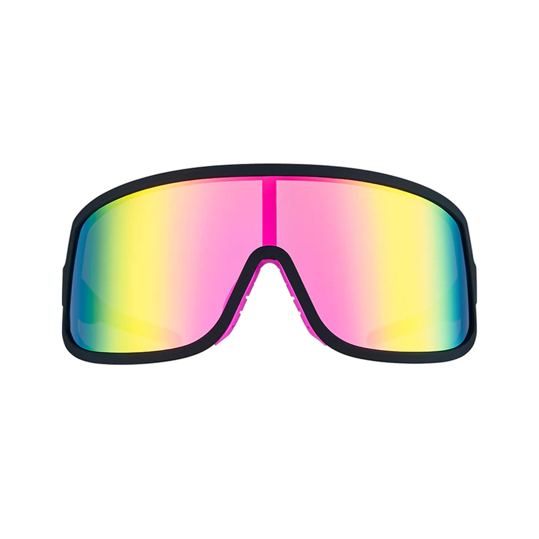 Goodr Stunt Sunglasses Pink Reflective Polarised Lenses: Black Frame