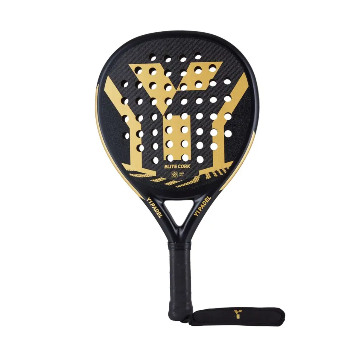 Y1 Elite Cork Padel Racket: Black/Gold