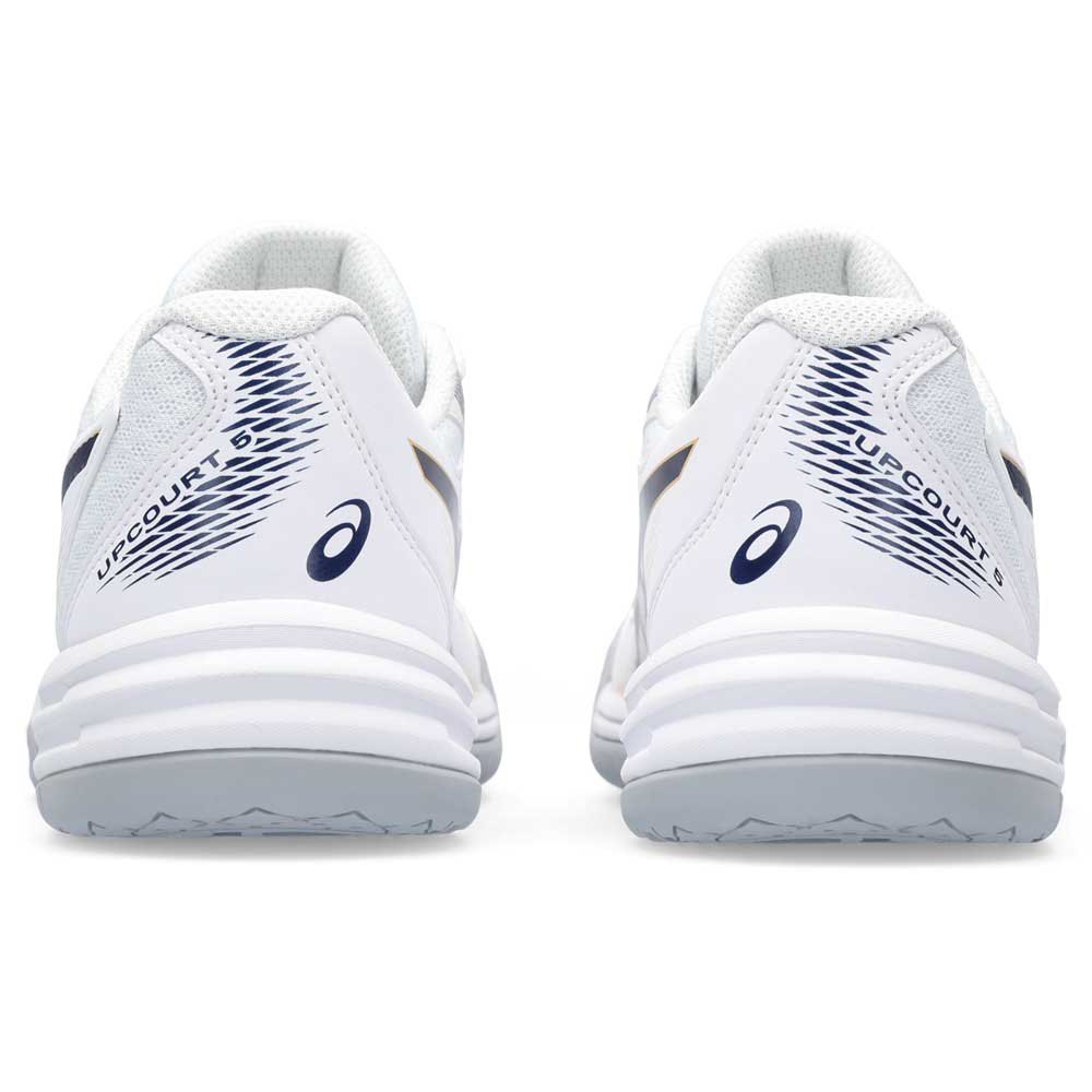 Asics Upcourt 5 Womens Indoor Court Shoes: White/Peacoat