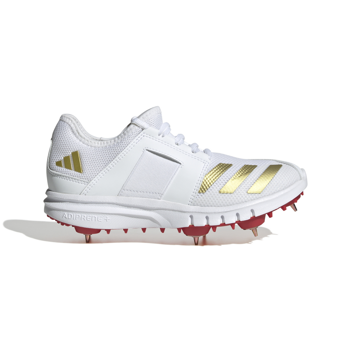 Adidas Howzat Spike Junior Cricket Shoes: White/Gold/Red