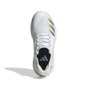 Adidas Howzat Spike Junior Cricket Shoes: White/Gold/Red