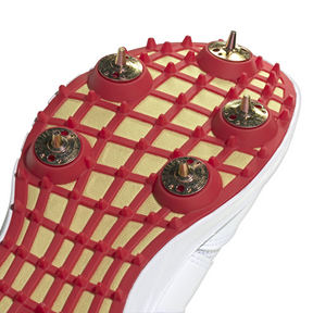 Adidas Howzat Spike Junior Cricket Shoes: White/Gold/Red