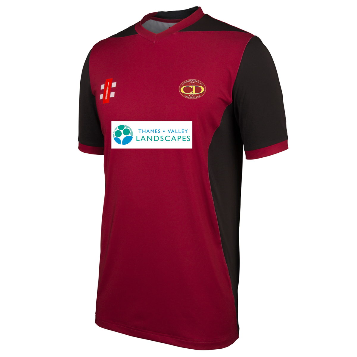 Cookham Dean CC Mens T20 Short Sleeve Shirt: Maroon/Black