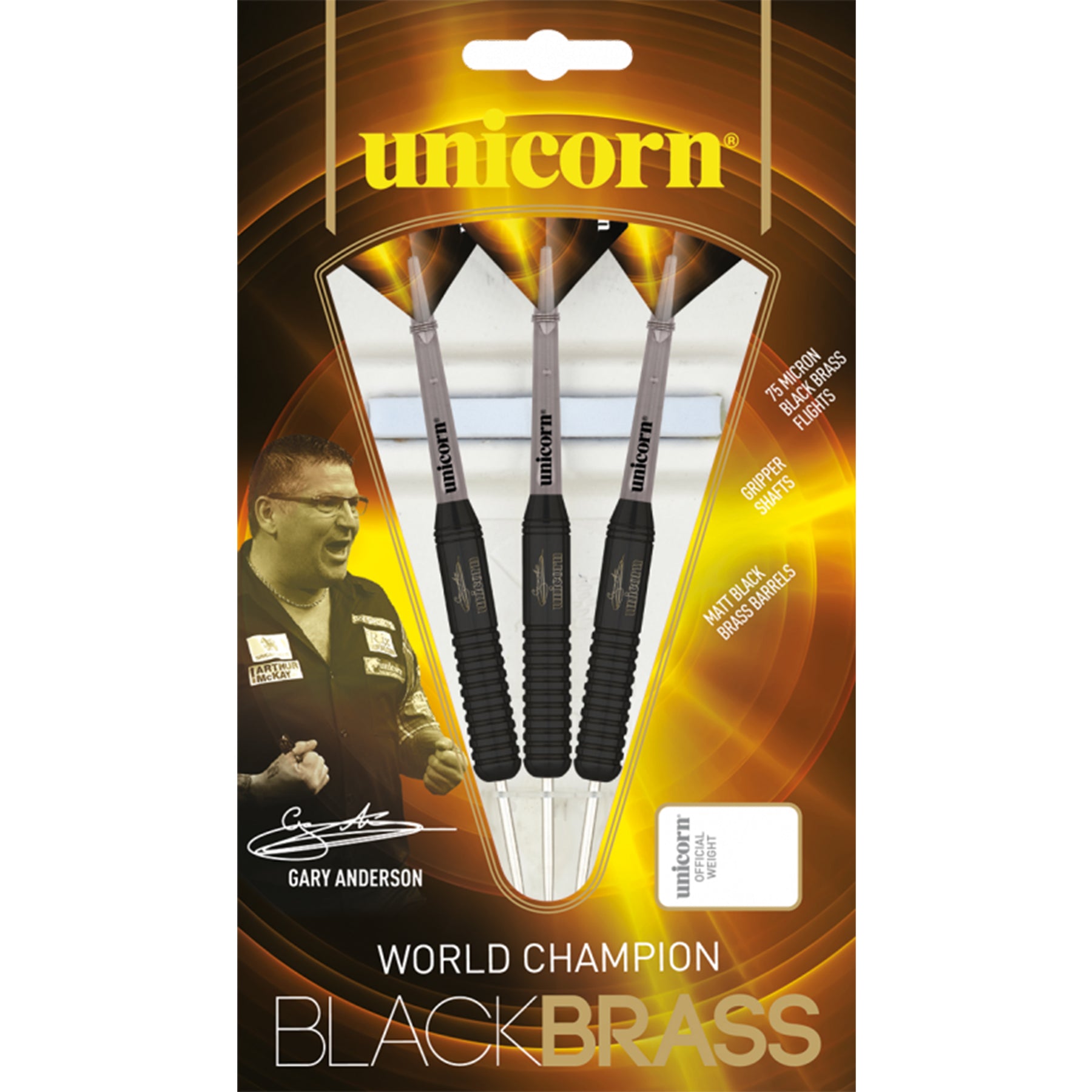 Unicorn Gary Anderson World Champion Black Brass Darts