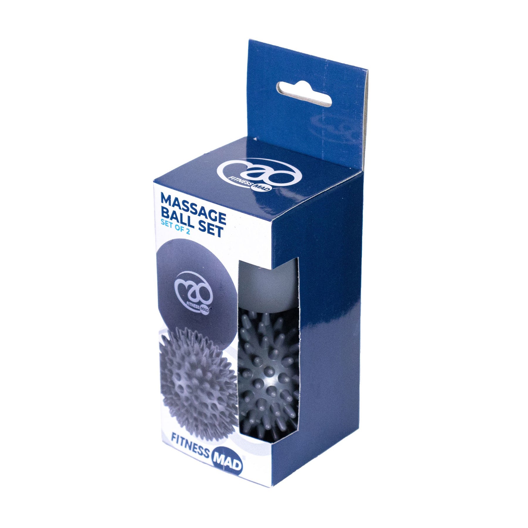 Fitness Mad Spikey Trigger Balls - Set of 2 7cm Spike And Smooth Grey Massage Ball