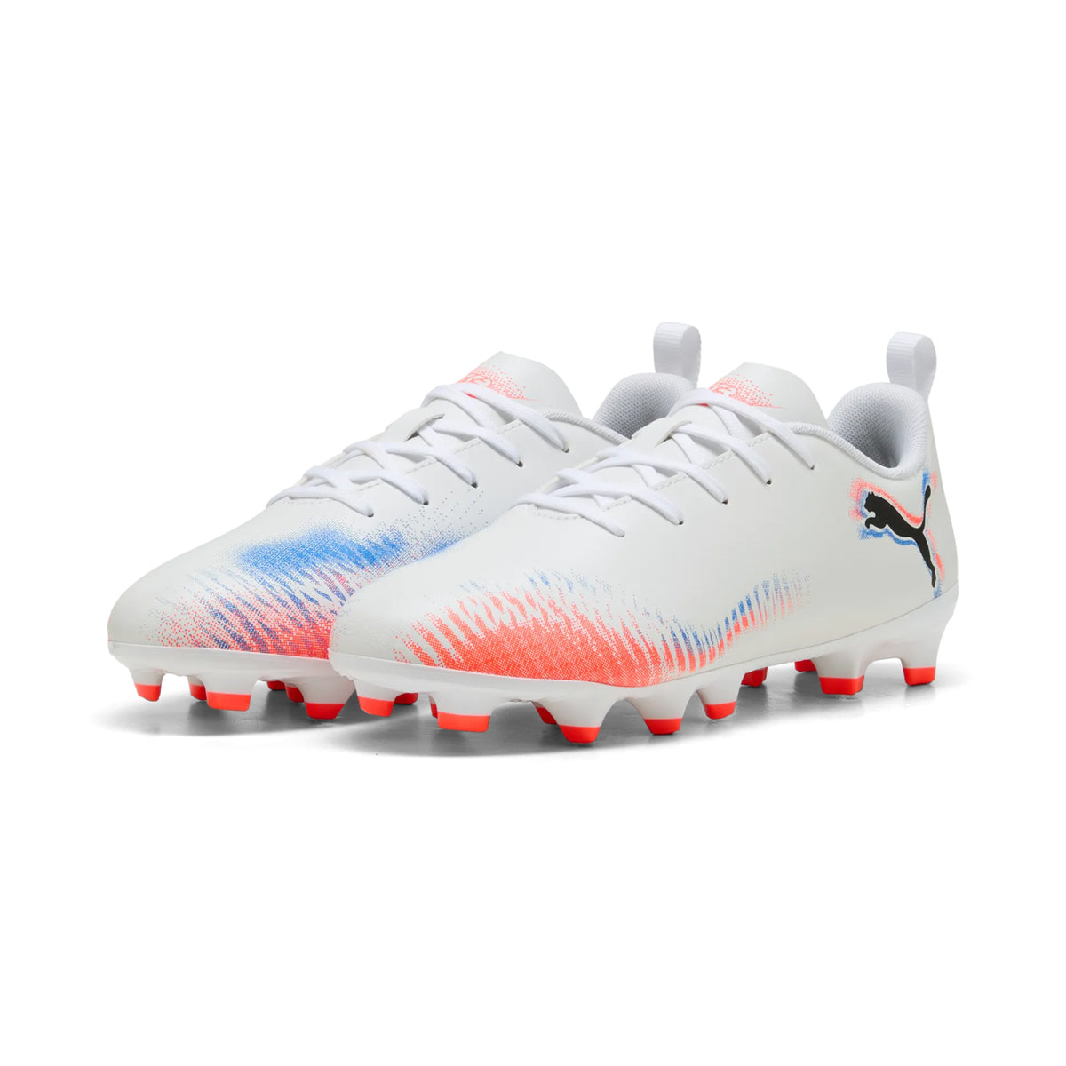 Puma Future 8 Play FG/AG Junior Football Boots: Puma White/Black/Glowing Red