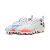 Puma Future 8 Play FG/AG Junior Football Boots: Puma White/Black/Glowing Red