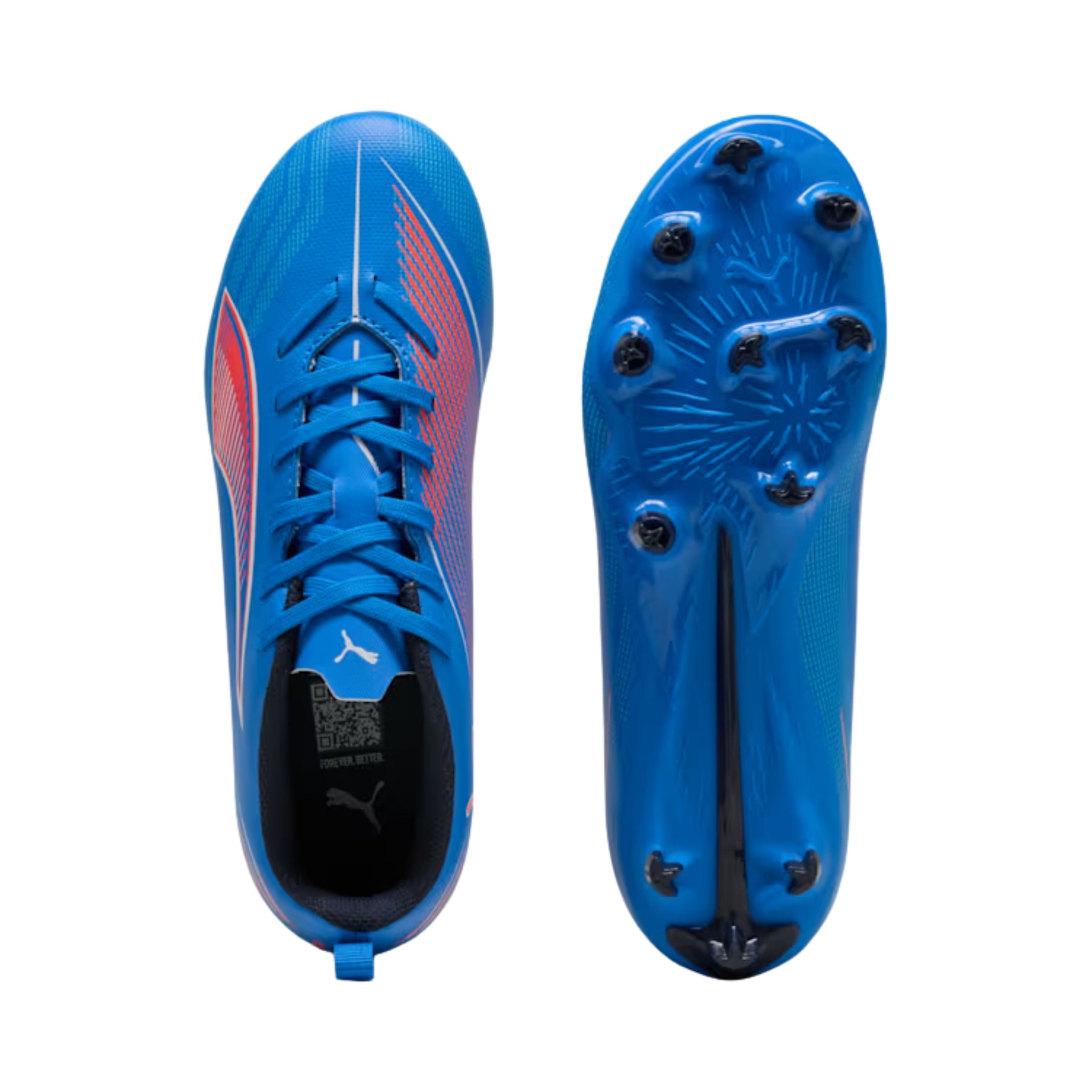 Puma Ultra 6 Play FG/AG Junior Football Boots: Ultra Blue/White/Glowing Red