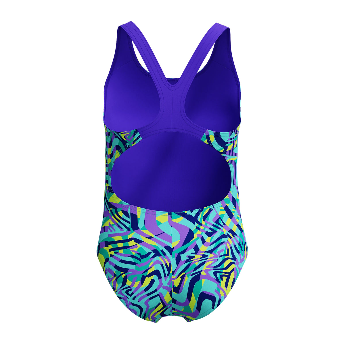Speedo Girls Digital Allover Splashback Swimsuit: Blue/Purple