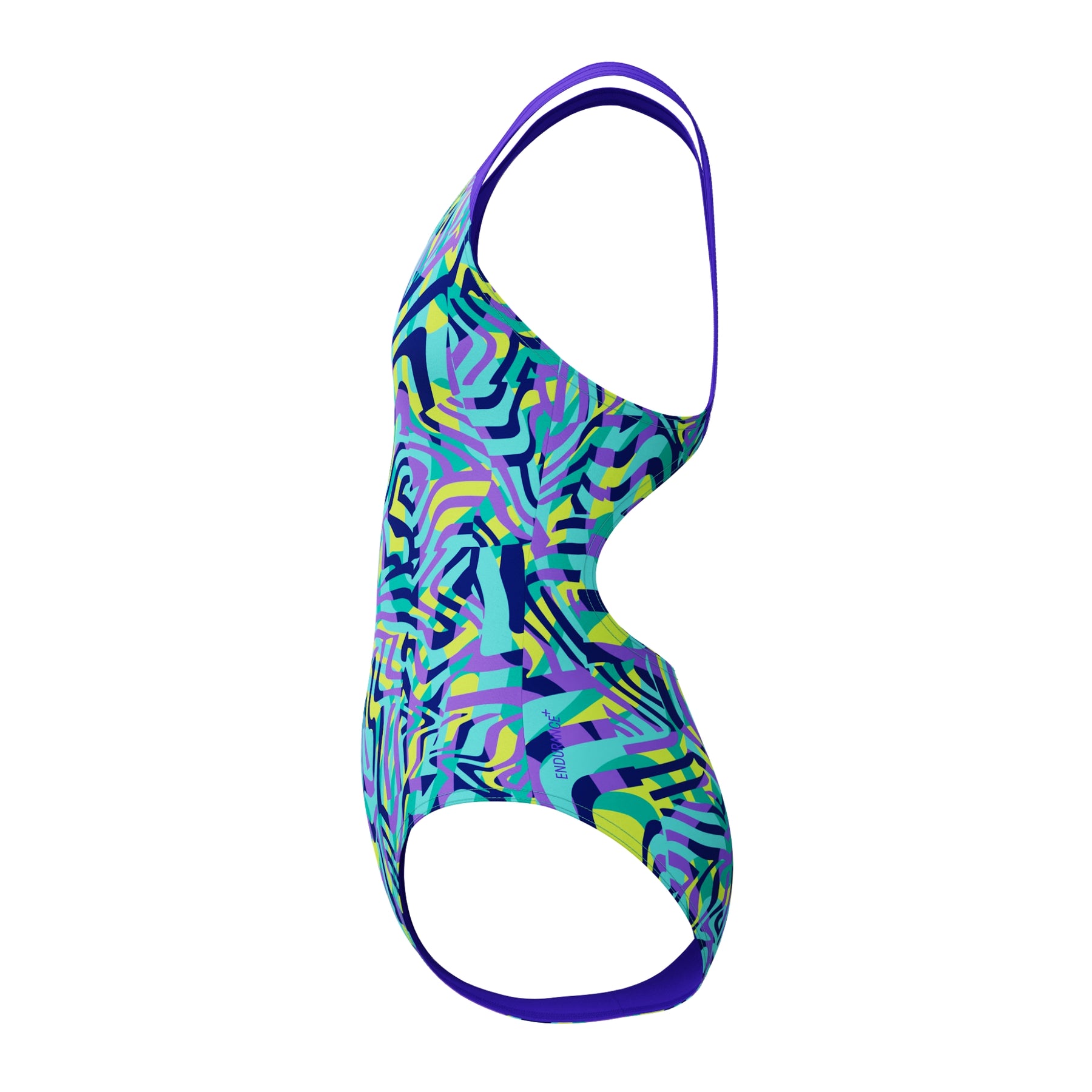 Speedo Girls Digital Allover Splashback Swimsuit: Blue/Purple