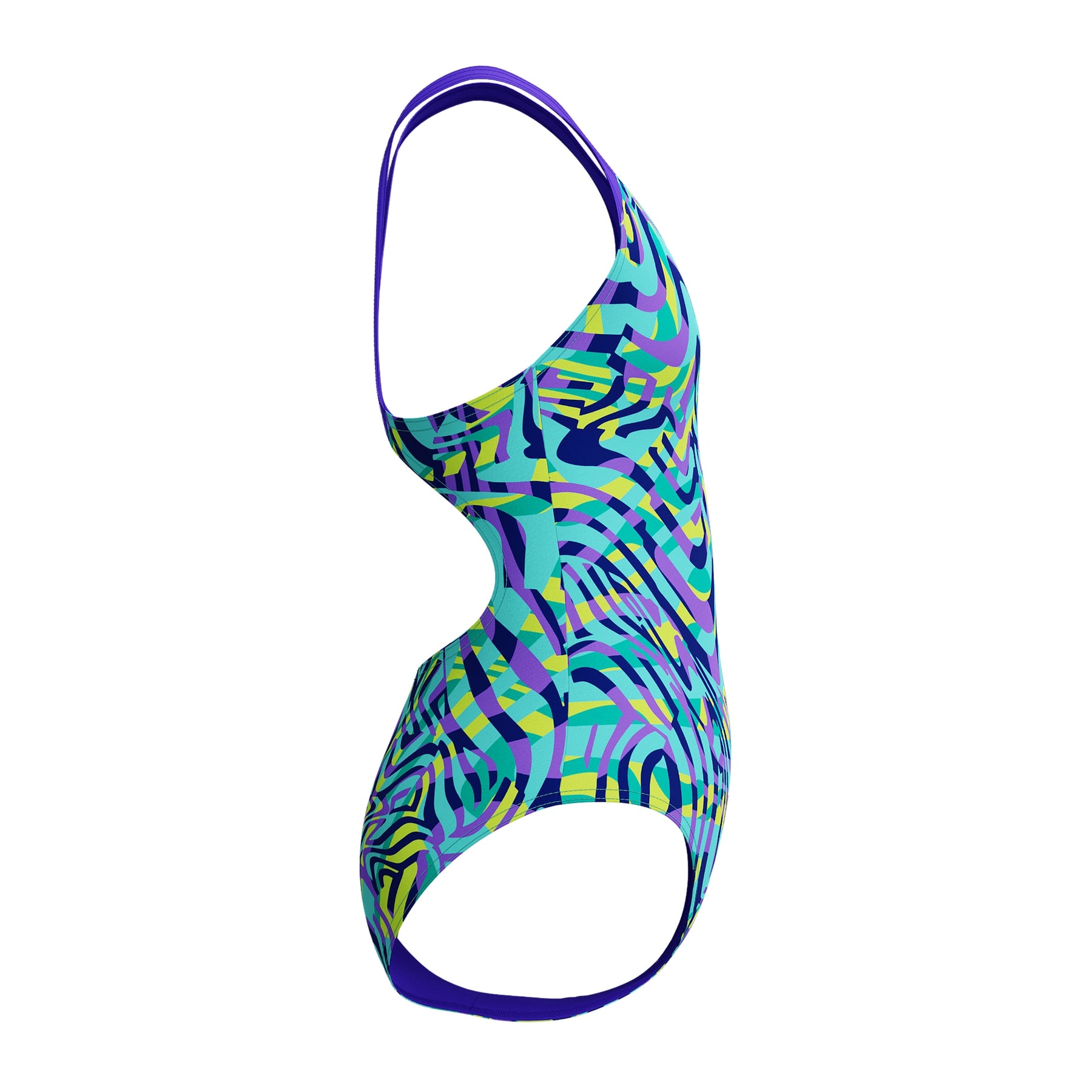 Speedo Girls Digital Allover Splashback Swimsuit: Blue/Purple