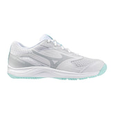 Mizuno Cyclone Speed Netball Shoes: White/Blue Tint