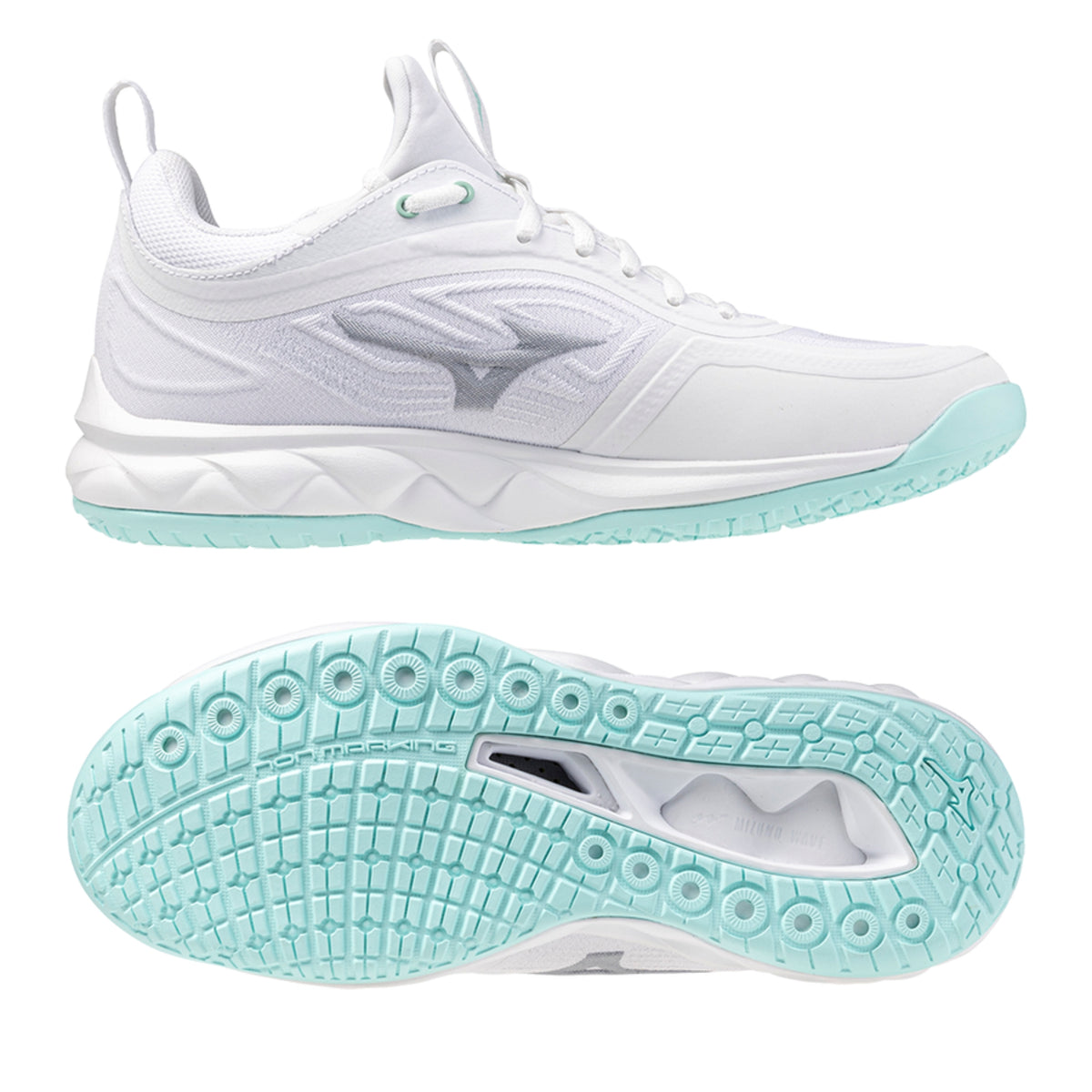 Mizuno Wave Luminous 3 Netball Shoes: White/Blue Tint