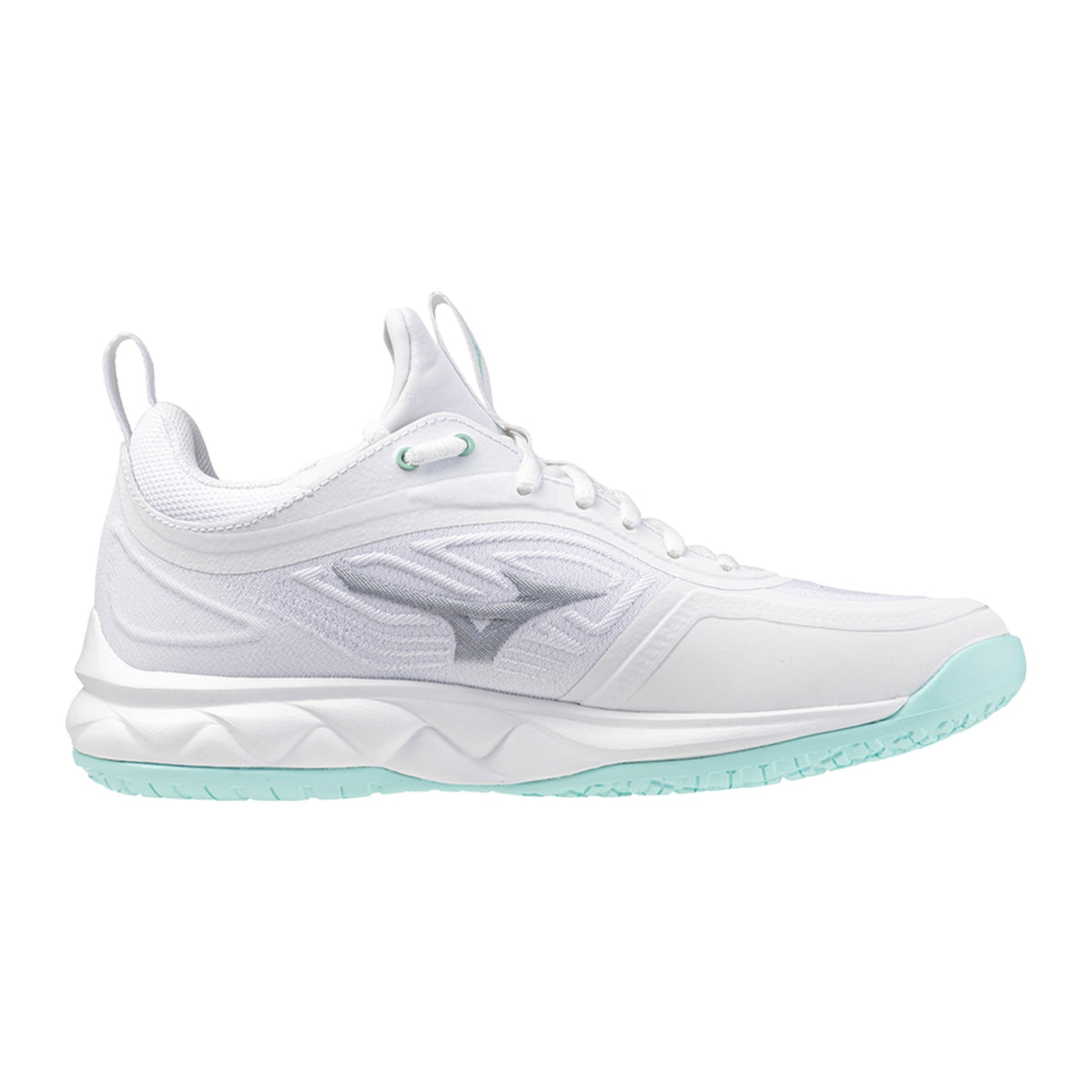 Mizuno Wave Luminous 3 Netball Shoes: White/Blue Tint