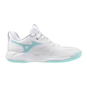 Mizuno Wave Momentum Pro Womens Netball Shoes: White/Blue Tint