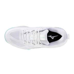 Mizuno Wave Momentum Pro Womens Netball Shoes: White/Blue Tint