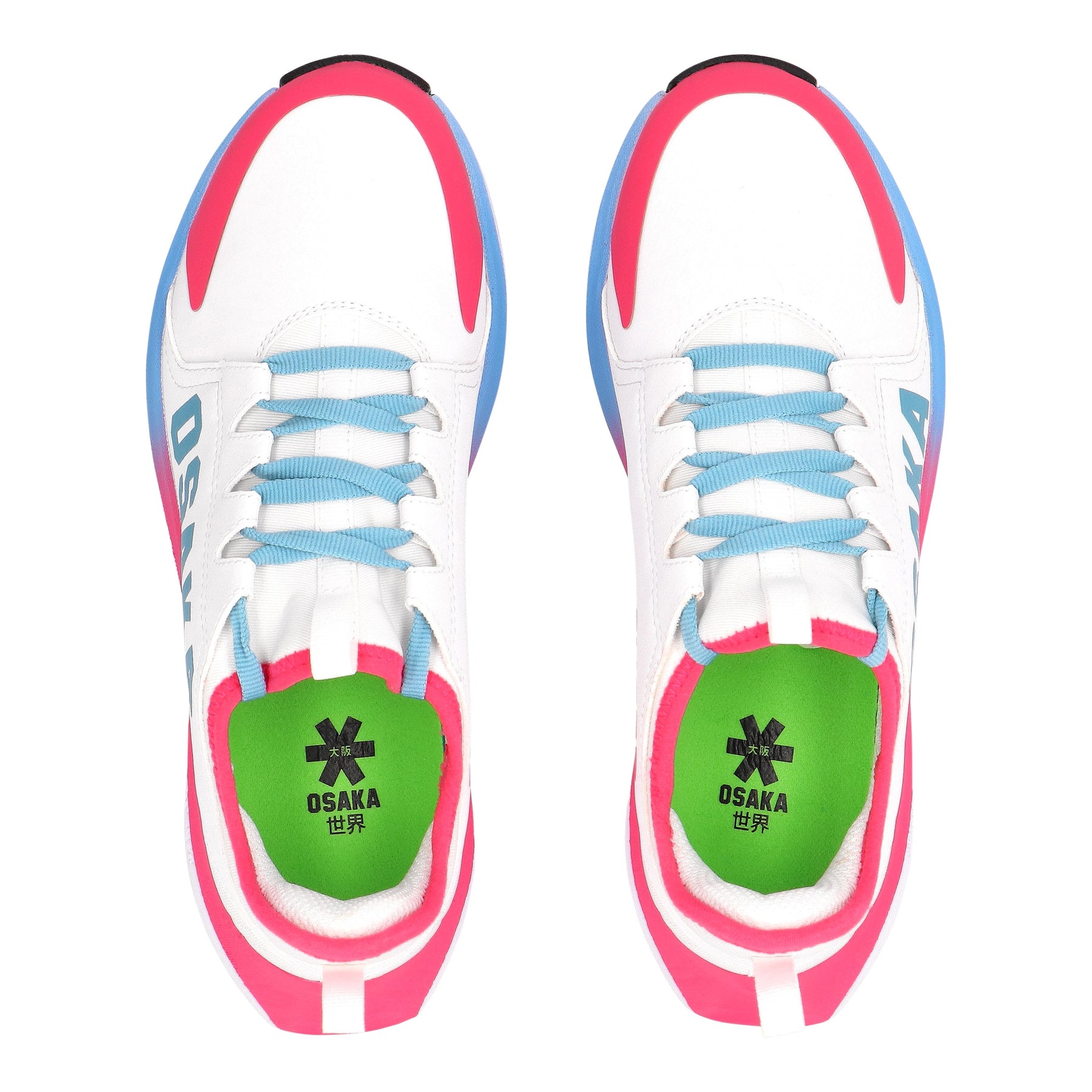 Osaka Furo Play Junior Hockey Shoes 2025: White/Retro Blue/Raspberry