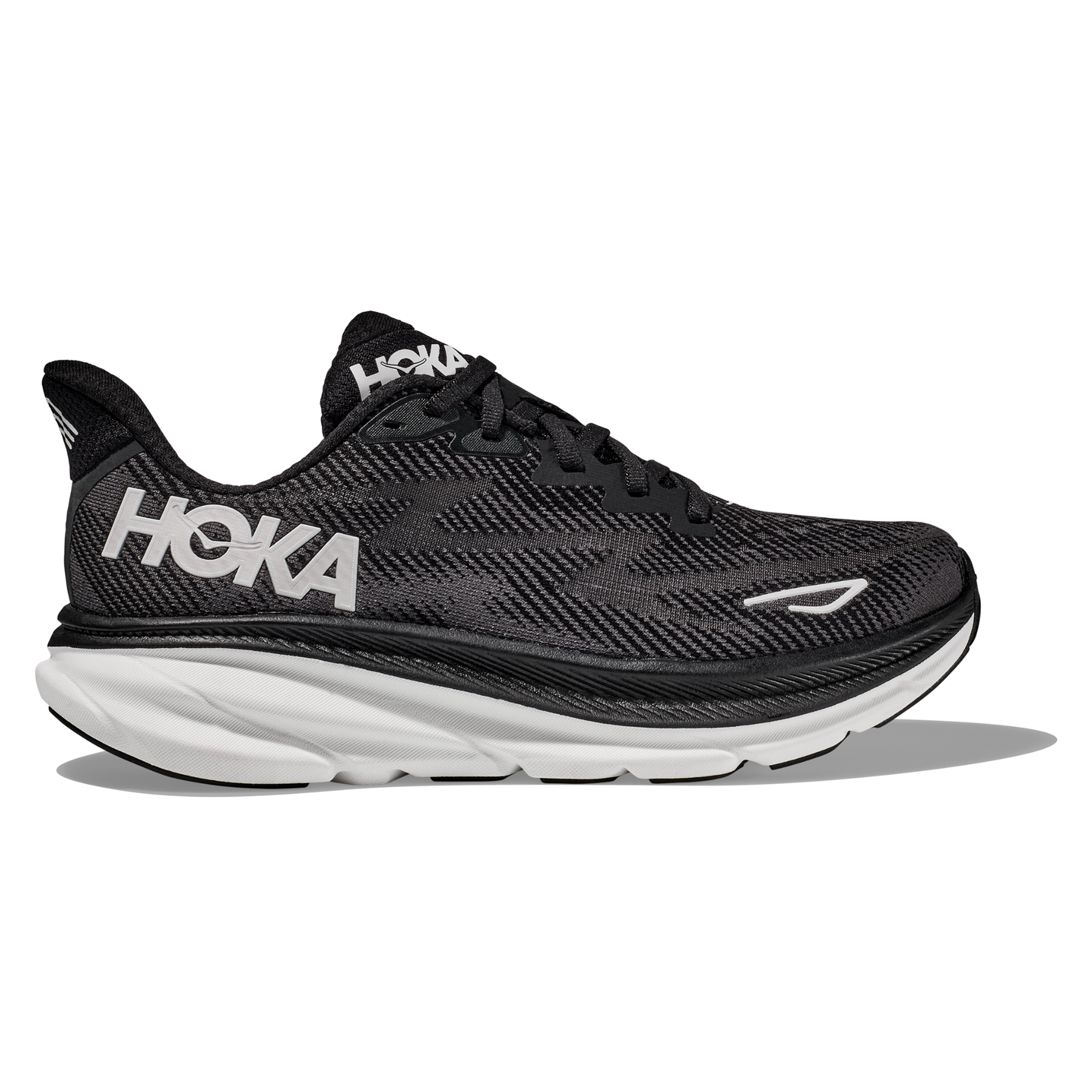Hoka Clifton 9 Womens Running Shoes: Black/White