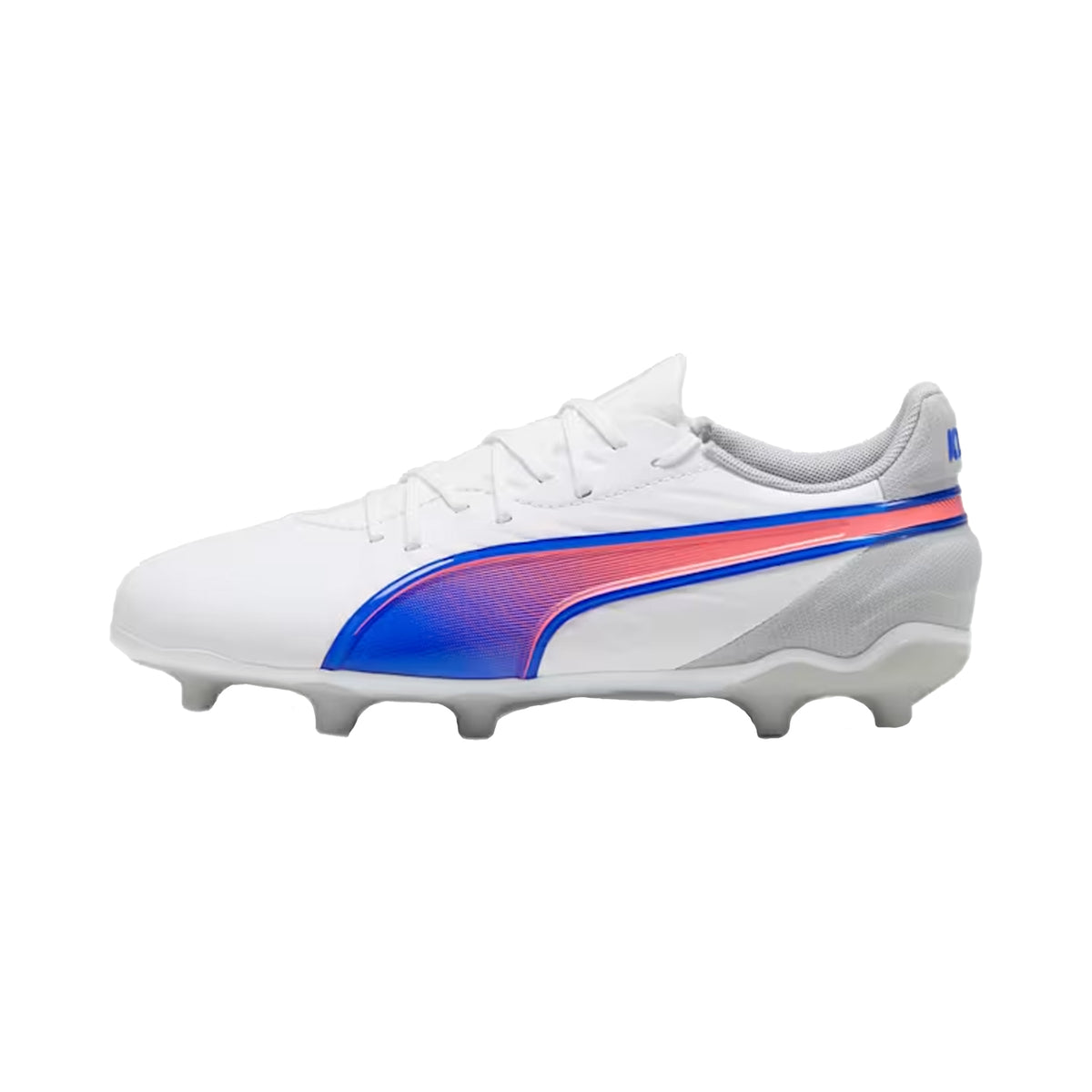 Puma King Match FG/AG Junior Football Boots: White/Bluemazing/Light Grey